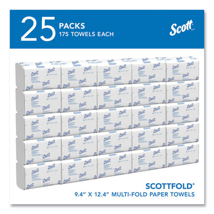 Pro Scottfold Towels, 1-Ply, 9.4 x 12.4, White, 175 Towels/Pack, 25 Packs/Carton