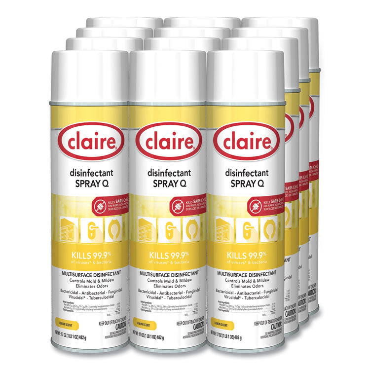 Spray Q Disinfectant, Lemon Scent, 17 oz Aerosol Spray, Dozen