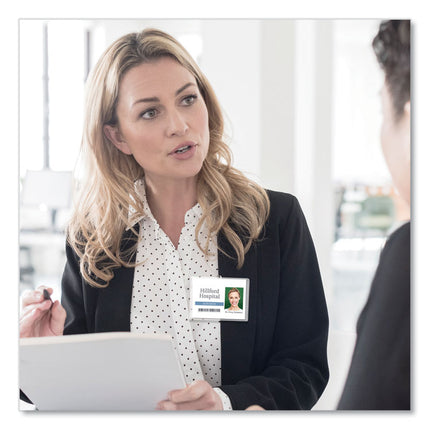 Clip-Style Name Badge Holder With Laser/inkjet Insert, Top Load, 4 X 3, White, 100/box