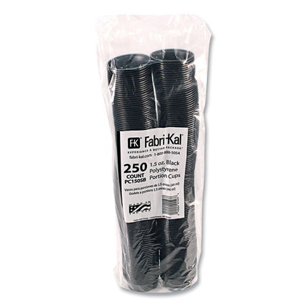 Portion Cups, 1.5 oz, Squat, Plastic, Black, 250/Sleeve, 10 Sleeves/Carton