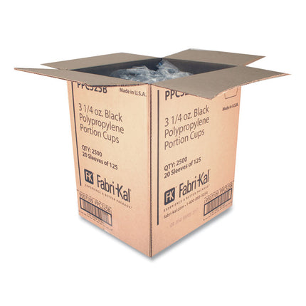Portion Cups, 3.25 oz, Plastic, Black, 250/Sleeve, 10 Sleeves/Carton