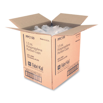 Portion Cups, 1.5 oz, Plastic, Clear, 250/Sleeve, 10 Sleeves/Carton
