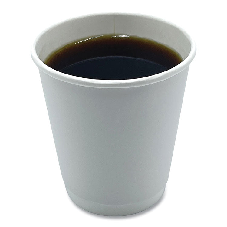 Paper Hot Cups, Double-Walled, 10 oz, White, 500/Carton