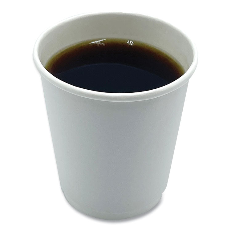 Paper Hot Cups, Double-Walled, 8 oz, White, 500/Carton