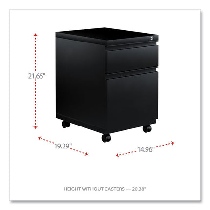 File Pedestal With Full-Length Pull, Left Or Right, 2-Drawers: Box/file, Legal/letter, Black, 14.96" X 19.29" X 21.65"