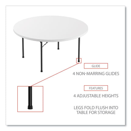 Round Plastic Folding Table, 60" Diameter x 29.25h, White