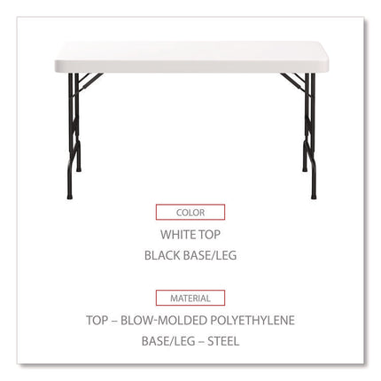 adjustable height plastic folding table, rectangular, 72w x 29.63d x 29.25 to 37.13h, white