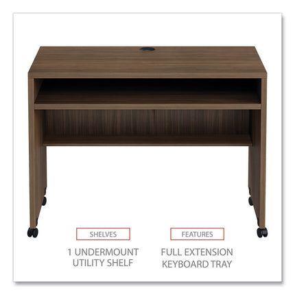 Alera Valencia Series Mobile Workstation Desk, 41.38" X 23.63" X 30", Modern Walnut