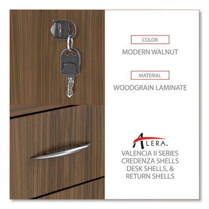 Alera Valencia Series Mobile Pedestal File, Left/right, 3-Drawer: Box/box/file, Legal/letter, Walnut, 15.88 X 20.5 X 28.38