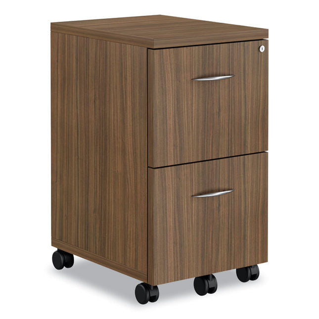 Alera Valencia Series Mobile Pedestal, Left Or Right, 2 Legal/letter-Size File Drawers, Modern Walnut, 15.38" X 20" X 26.63"