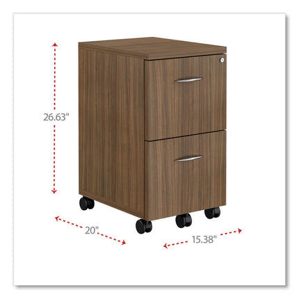 Alera Valencia Series Mobile Pedestal, Left Or Right, 2 Legal/letter-Size File Drawers, Modern Walnut, 15.38" X 20" X 26.63"