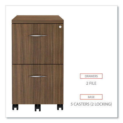 Alera Valencia Series Mobile Pedestal, Left Or Right, 2 Legal/letter-Size File Drawers, Modern Walnut, 15.38" X 20" X 26.63"