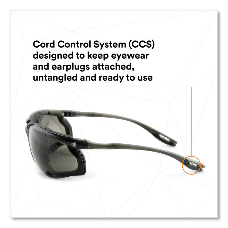 Virtua CCS Protective Eyewear with Foam Gasket, Black/Gray Plastic Frame, Gray Polycarbonate Lens