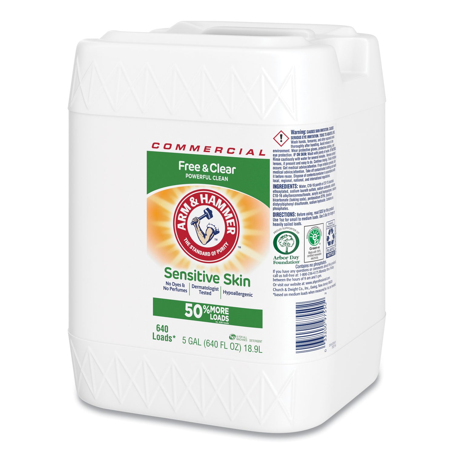 HE Compatible Liquid Detergent, Unscented, 640 Loads, Free and Clear Scent, 5 gal Jug