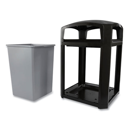 Landmark Series Classic Dome Top Container and Ashtray, 35 gal, Resin, Black