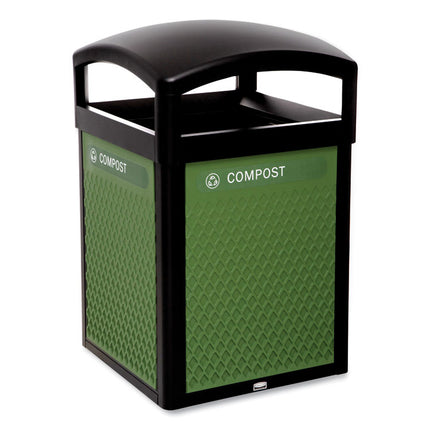 Medium Prelabeled Compost Waste Panels for Tailor and Landmark Series Containers, 20.72" x 0.5" x 27.95", Green, 4/Carton