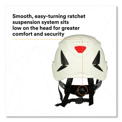 SecureFit X5000 Series Safety Helmet, 6-Point Pressure Diffusion Ratchet Suspension, White