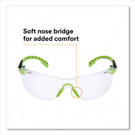 Solus 1000-Series Safety Glasses, Black/Green Plastic Frame, Clear Polycarbonate Lens