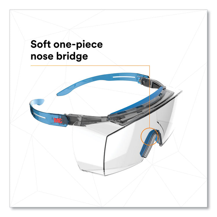 SecureFit Protective Eyewear, 3700 OTG Series, Blue Plastic Frame, Clean Polycarbonate Lens
