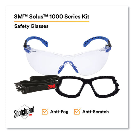 Solus 1000 Series Safety Glasses, Black/Blue Plastic Frame, Clear Polycarbonate Lens