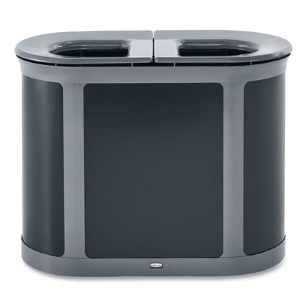 ENHANCE PILL Dual Stream Waste Receptacle, (2) 23 gal Capacity Bins, Metal, Umbra Gray/Pearl Gray