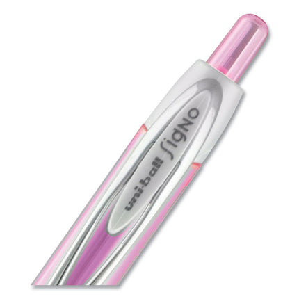 207 Breast Cancer Awareness Gel Pen Office Pack, Retractable, Medium 0.7mm, Black Ink, Translucent Pink/White Barrel, 36/Pack