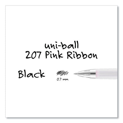 207 Breast Cancer Awareness Gel Pen Office Pack, Retractable, Medium 0.7mm, Black Ink, Translucent Pink/White Barrel, 36/Pack