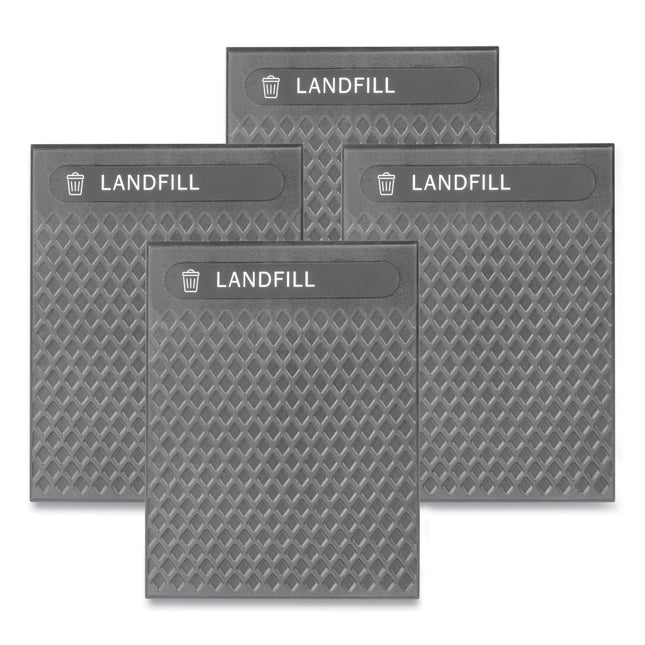 Medium Prelabeled Landfill Waste Panels for Tailor and Landmark Series Containers, 20.72" x 0.5" x 27.95", Black, 4/Carton