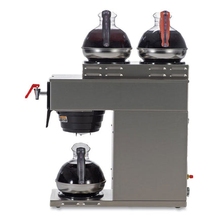 AXIOM DV-3 12-Cup Dual-Voltage Coffee Brewer with 3 Warmers, Silver/Black