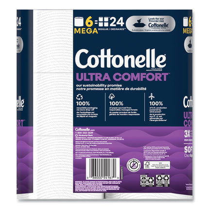 Ultra ComfortCare Toilet Paper, Soft Tissue, Mega Rolls, Septic Safe, 2-Ply, White, 284/Roll, 6 Rolls/Pack, 36 Rolls/Carton