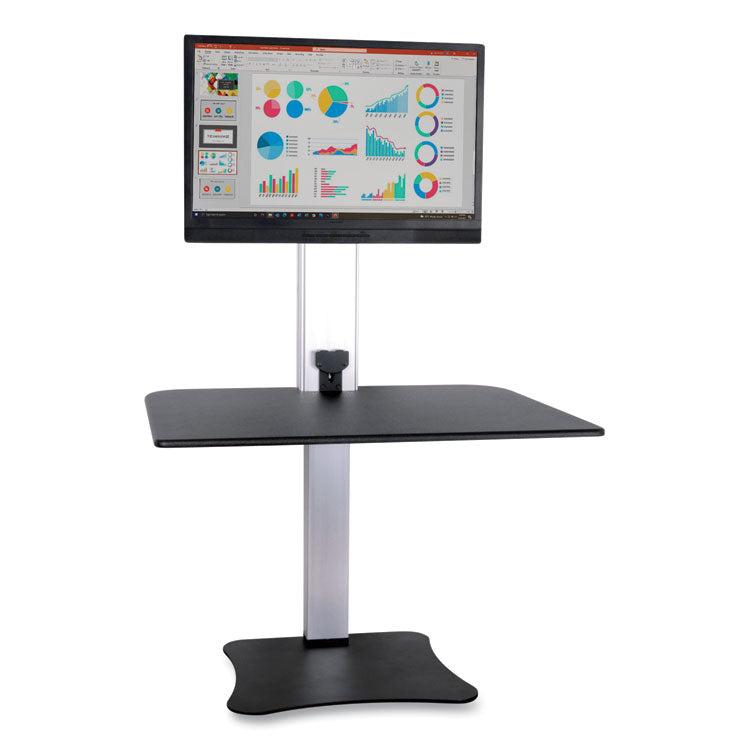 High Rise Electric Standing Desk Workstation, Single Monitor, 28" x 23" x 20.25", Black/Aluminum