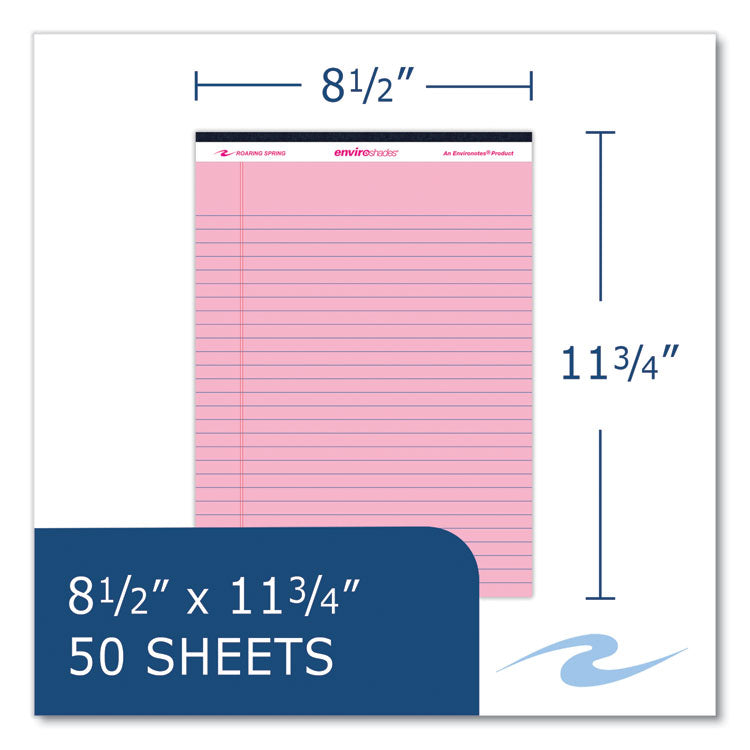 Enviroshades Legal Notepads, 50 Pink 8.5 x 11.75 Sheets, 36 Notepads/Carton
