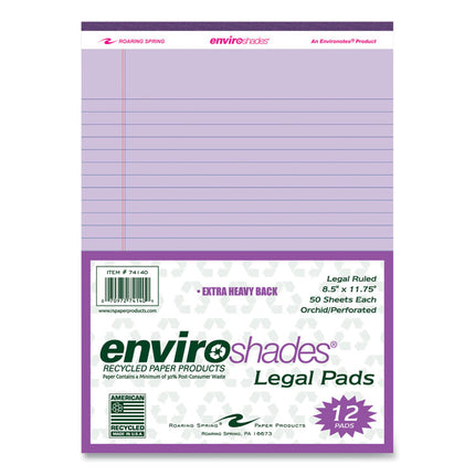 Enviroshades Legal Notepads, 50 Orchid 8.5 x 11.75 Sheets, 36 Notepads/Carton