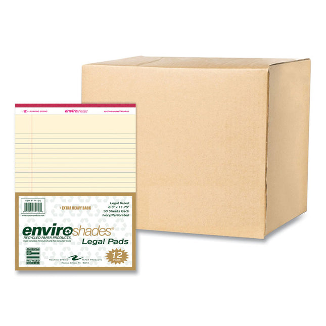 Enviroshades Legal Notepads, 50 Ivory 8.5 x 11.75 Sheets, 36 Notepads/Carton