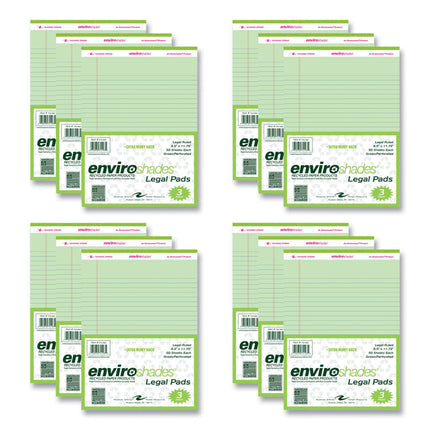 Enviroshades Legal Notepads, 50 Green 8.5 x 11.75 Sheets, 72 Notepads/Carton