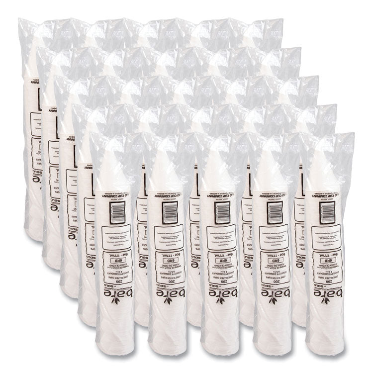 Bare Eco-Forward Treated Paper Cone Cups, 6 oz, White, 200/Sleeve, 25 Sleeves/Carton
