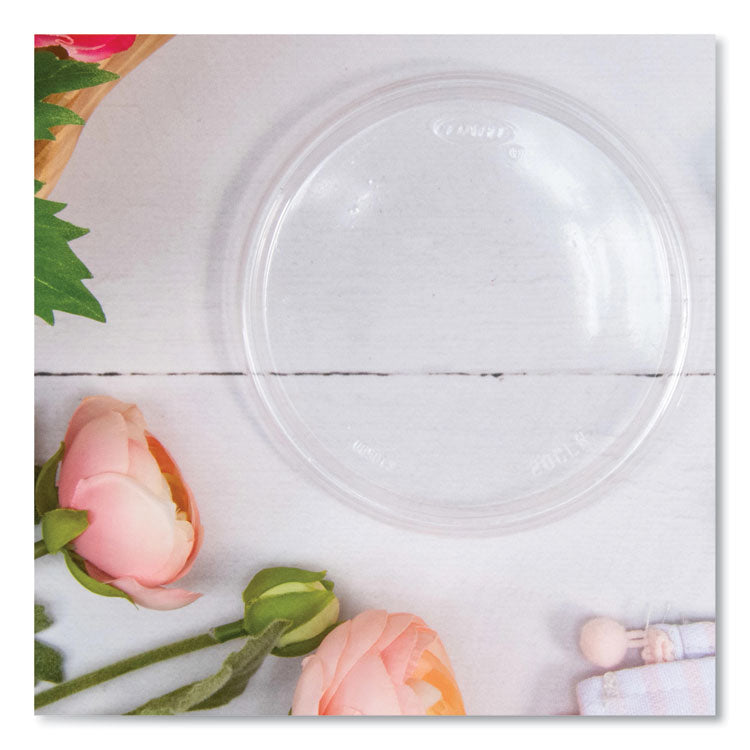Plastic Lids for Foam Cups, Bowls and Containers, Flat, Not Vented, Fits 6 oz to 32 oz, Clear, 100/Sleeve, 10 Sleeves/Carton