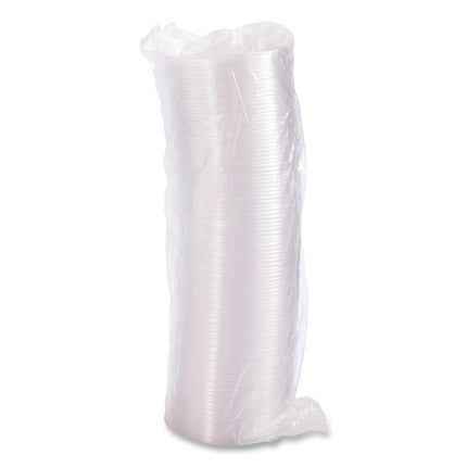 Plastic Lids for Foam Cups, Bowls and Containers, Flat, Not Vented, Fits 6 oz to 32 oz, Clear, 100/Sleeve, 10 Sleeves/Carton
