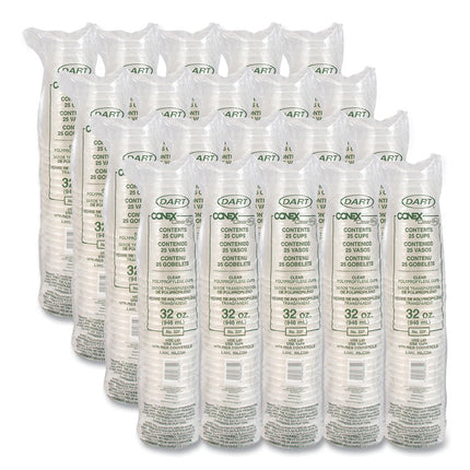 Conex ClearPro Plastic Cold Cups, 32 oz, Clear, 25/Bag, 20 Bags/Carton
