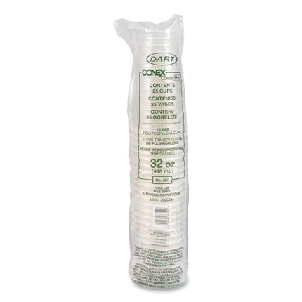 Conex ClearPro Plastic Cold Cups, 32 oz, Clear, 25/Bag, 20 Bags/Carton