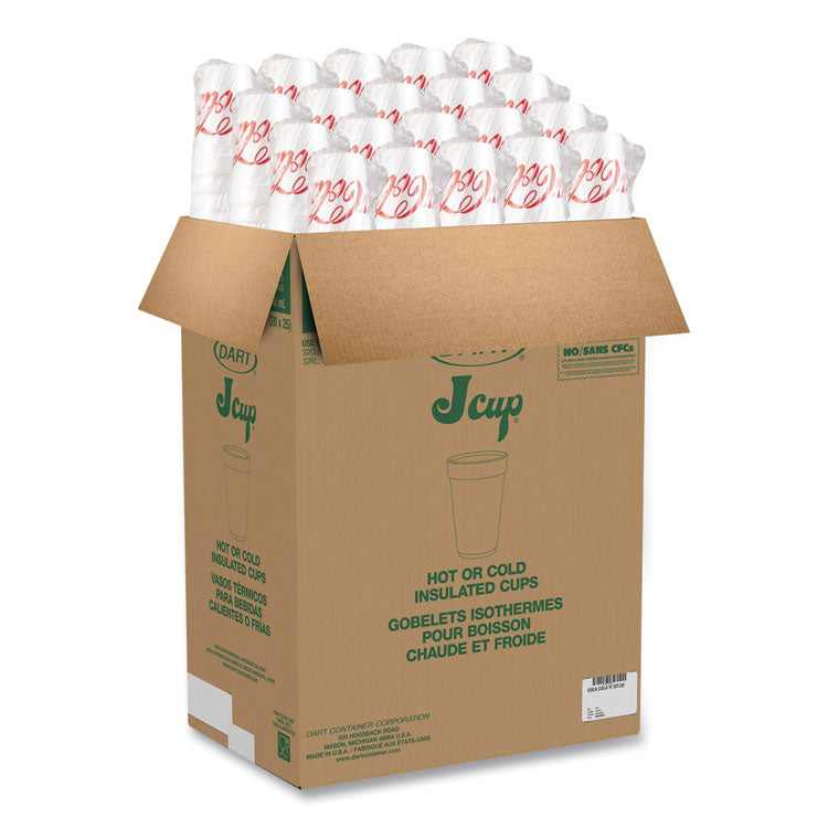 Coca-Cola Foam Cups, 32 oz, White/Red, 25/Bag, 20 Bags/Carton