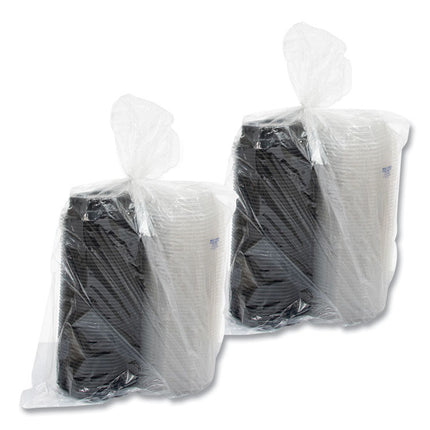 OctaView Hinged-Lid Hot Food Containers, 6.3 x 1.2 x 1.2, Black/Clear, Plastic, 200/Carton