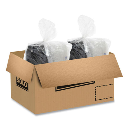 OctaView Hinged-Lid Hot Food Containers, 6.3 x 1.2 x 1.2, Black/Clear, Plastic, 200/Carton