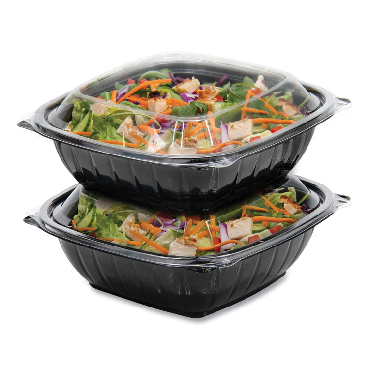 PresentaBowls Pro Black Square Bowls, 64 oz, 8.5 x 8.5 x 3.3, Plastic, 63/Bag, 4 Bags/Carton