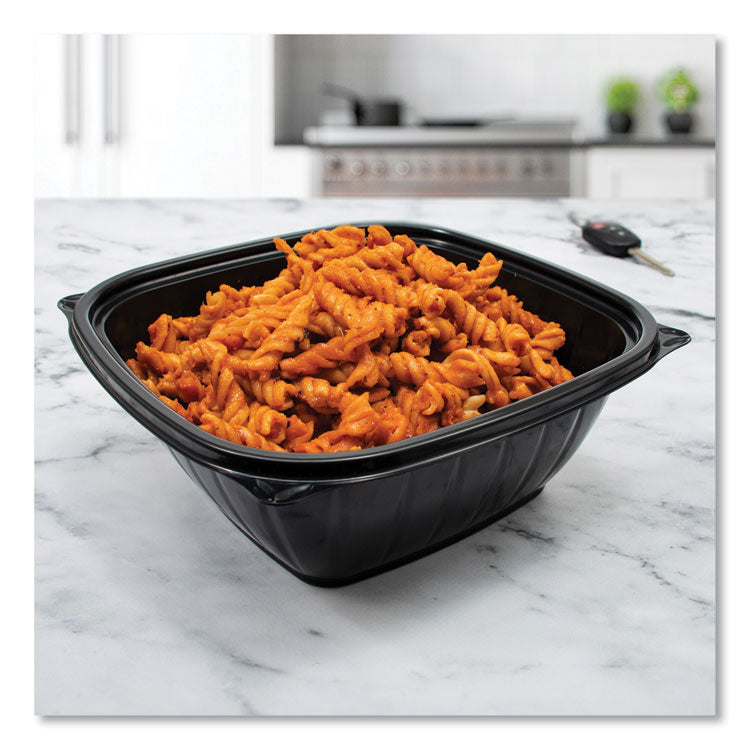 PresentaBowls Pro Black Square Bowls, 64 oz, 8.5 x 8.5 x 3.3, Plastic, 63/Bag, 4 Bags/Carton