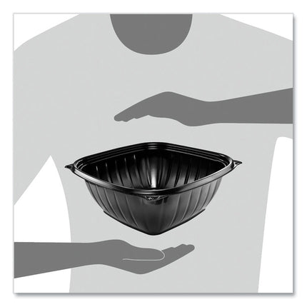 PresentaBowls Pro Black Square Bowls, 64 oz, 8.5 x 8.5 x 3.3, Plastic, 63/Bag, 4 Bags/Carton