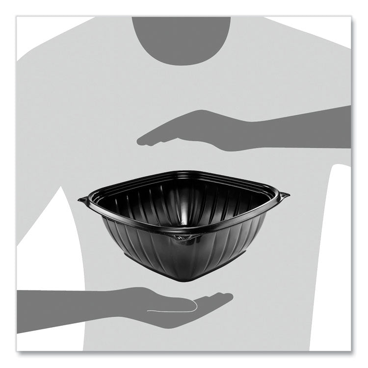 PresentaBowls Pro Black Square Bowls, 64 oz, 8.5 x 8.5 x 3.3, Plastic, 63/Bag, 4 Bags/Carton