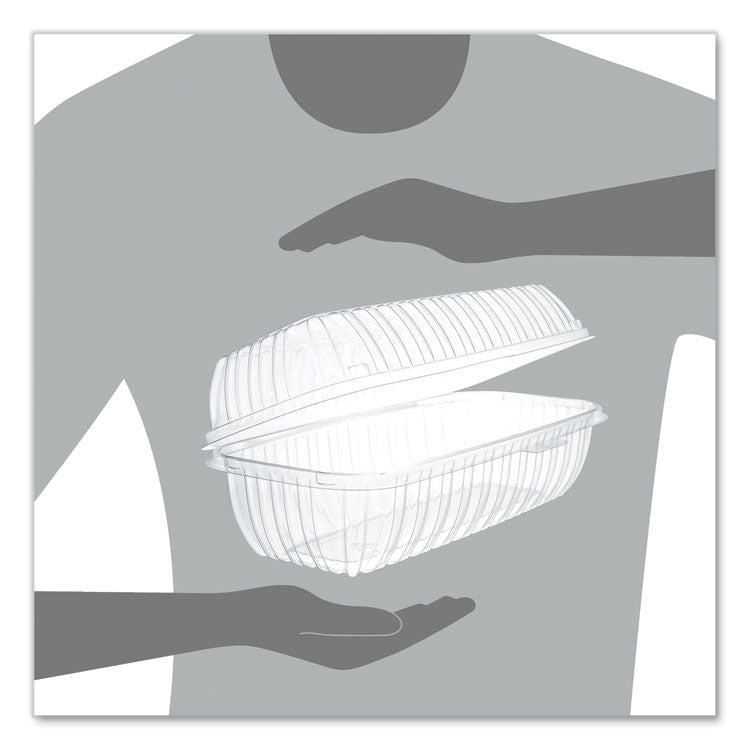 Showtime Clear Hinged Containers, Hoagie Container, 29.9 oz, 5.1 x 9.9 x 3.5, Clear, Plastic, 100/Bag, 2 Bags/Carton