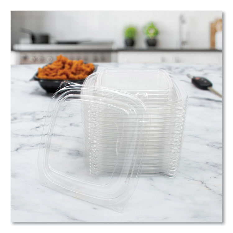 PresentaBowls Pro Clear Square Lids for 8 oz to 16 oz Bowls, 5 x 5 x 1, Clear, Plastic, 63/Bag, 8 Bags/Carton