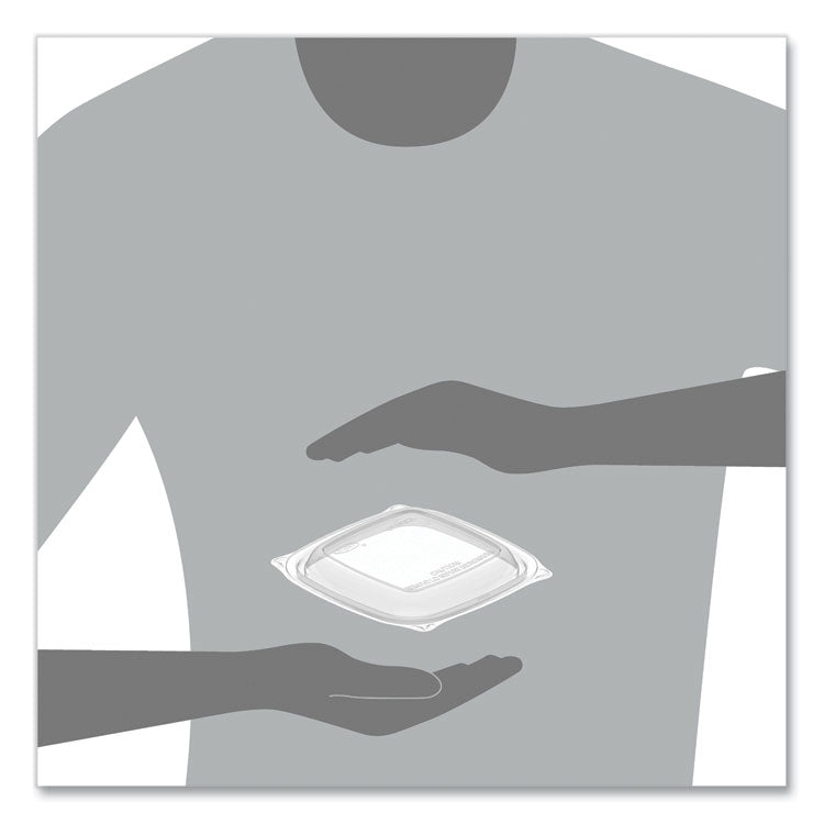 PresentaBowls Pro Clear Square Lids for 8 oz to 16 oz Bowls, 5 x 5 x 1, Clear, Plastic, 63/Bag, 8 Bags/Carton